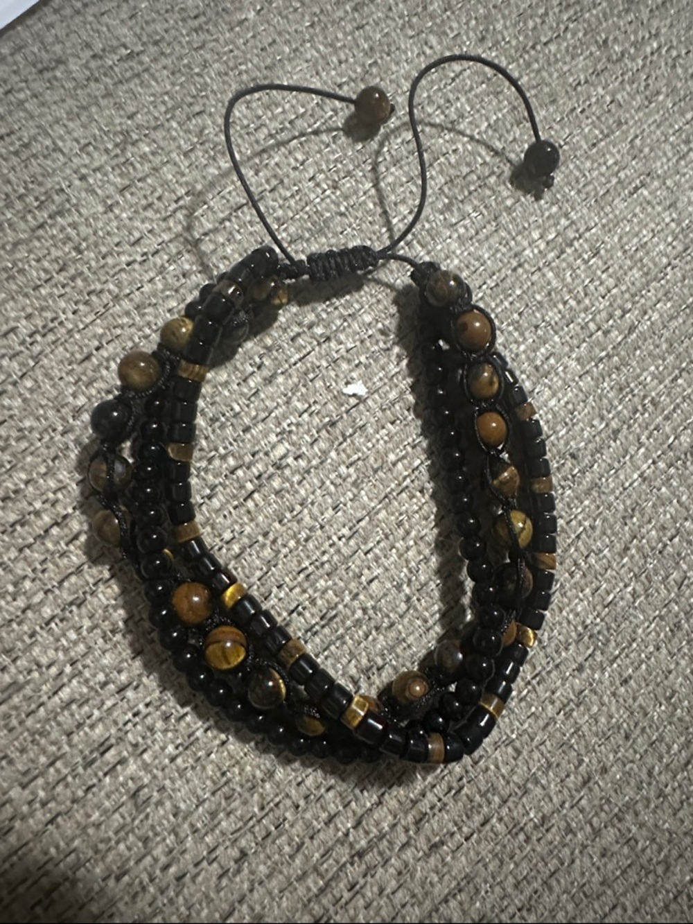 Handwoven Onyx and Tiger Eye Bracelet